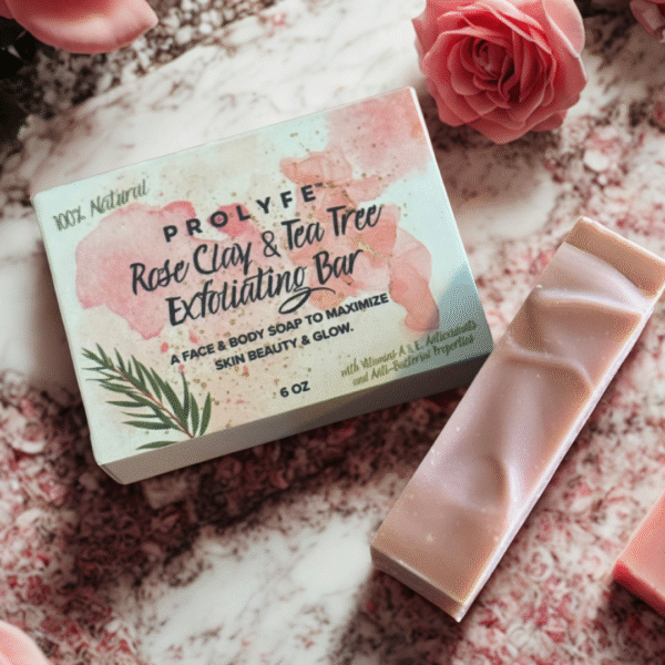 rose clay tea tree exfoliating bar prolyfe nontoxic skincare